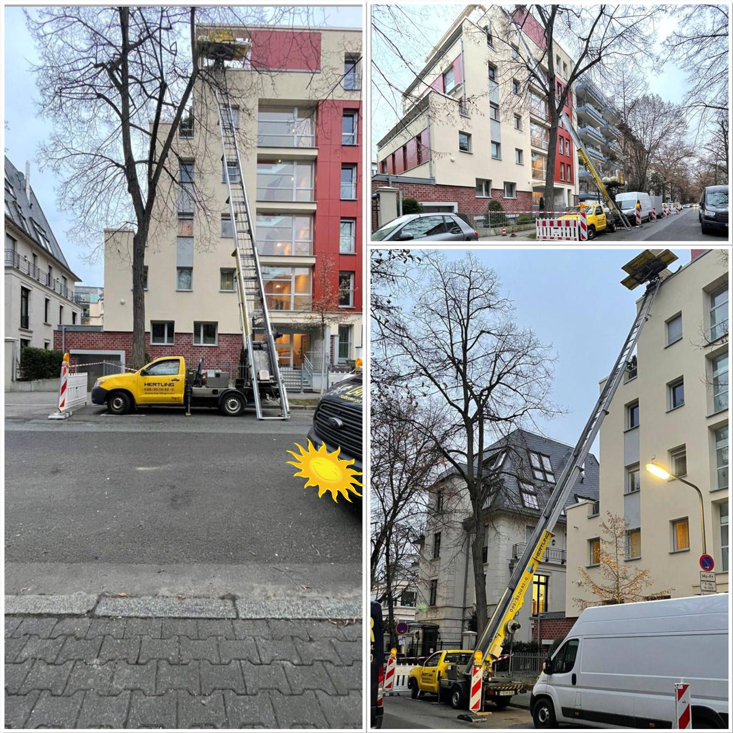 Hoch hinaus und ins Haus!? - dann kommt bei Hertling ein Außenaufzug zum Einsatz – wie auf den Bildern zu sehen, gerade erst in Frankfurt am Main! 